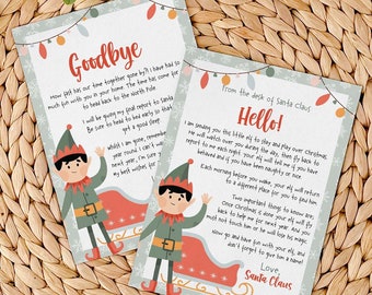 Christmas Elf First Arrival + Goodbye Letter bundle | New Christmas elf printable welcome, hello farewell photo prop INSTANT DOWNLOAD C07