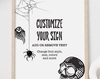 Spooky Halloween Party Sign, editable template | Printable 8x10 custom table decor, spooky vintage personalized custom INSTANT DOWNLOAD H06