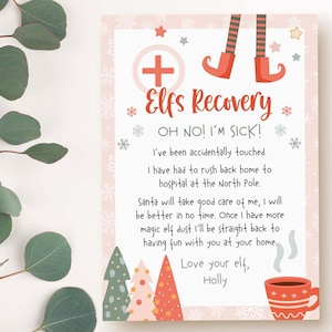 Editable Christmas Elf I'm Sick Recovery Letter Girl, Christmas if touched lost magic elf dust, Xmas printable template INSTANT DOWNLOAD C07