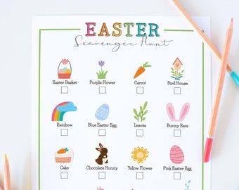 Brights Easter Scavenger Hunt printable for kids, teens + adults | Easter treasure hunt, outdoor spring activity game INSTANT DOWNLOAD B01