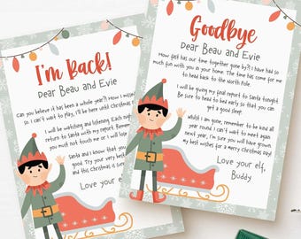 Editable Elf Arrival Letter + Goodbye Letter Bundle | Christmas Elf Return & I’m Back Printable (Instant Download) C07
