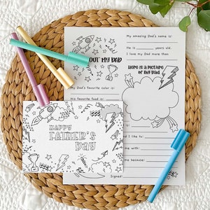 Glücklicher Vatertag Ausmalkarte + Alles über Papa Arbeitsblatt | Vaters Geschenk, Daddy DIY Kinder Klassenzimmer Aktivität, INSTANT DOWNLOAD F01