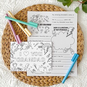 Je t'aime grand-père carte à colorier grand-père + Tout sur grand-père | Cadeau pour un père, activité bricolage en classe pour enfants, TÉLÉCHARGEMENT IMMÉDIAT F01