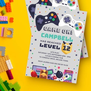 Gamer Birthday Invitation editable printable | Video gaming custom DIY invite template | Retro arcade party instant digital download G01