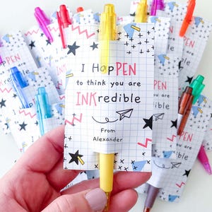 Editable Pen Holder Tag: I HapPEN To Think You Are INKredible | printable thank you card, pencil student friend gift INSTANT DOWNLOAD A03