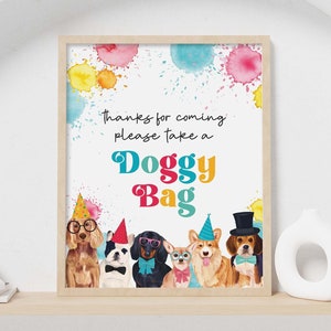 Please Take a Doggy Bag Sign Puppy Pawty printable table decor boy or girl dog party Birthday party sign, instant digital download D02 image 1