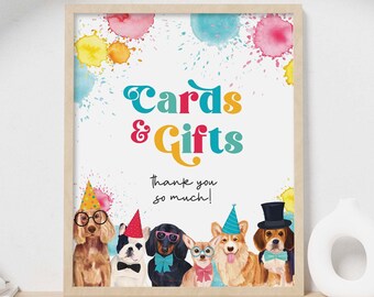 Cards + Gifting Puppy Pawty Gift Sign | Printable table decor for boy or girl dog party | Birthday party sign, instant digital download D02