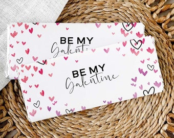 Be My Galentine Confetti Hearts printable Candy Bar Wrapper | Valentine's Day friendship graphic chocolate wrap favor INSTANT DOWNLOAD H05