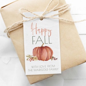 Thanksgiving Favor Tag, editable printable | Farmhouse Happy Fall pumpkin printable thank you gift tag, treat template INSTANT DOWNLOAD F02