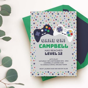 Controller Gamer Birthday Invitation editable printable | Video gaming custom DIY invite template | Retro party instant digital download G01