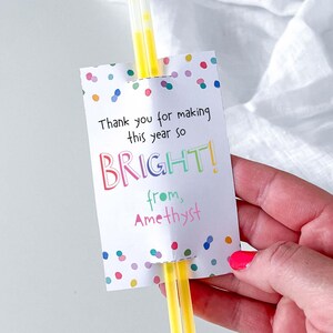 Editable Glow Stick Holder Thank You For Making My Year So Bright end of year printable favor tag, teacher student gift INSTANT DOWNLOAD C06