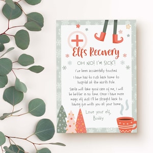 Editable Christmas Elf I'm Sick Recovery Letter | Christmas if touched lost magic elf dust, Xmas printable template INSTANT DOWNLOAD C07