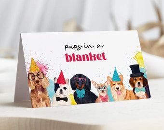 Dog Party Food Tents, Editable Puppy Pawty printable labels | Birthday table sign place cards, DIY party template decor instant download D02