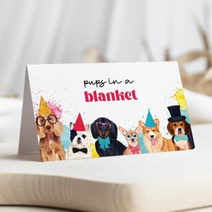 Dog Party Food Tents, Editable Puppy Pawty printable labels Birthday table sign place cards, DIY party template decor instant download D02 image 1