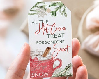 Christmas Hot Cocoa Favor Tag editable printable | Farmhouse hot chocolate thank you gift tag, sweet treat DIY template INSTANT DOWNLOAD S03