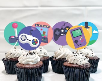 Yamobi 11 Pezzi Toppers Cupcake per Videogioco, Decorazione Torta Gaming Compleanno per Baby Shower Festa di Compleanno dei Ragazzi Decorazione Torta