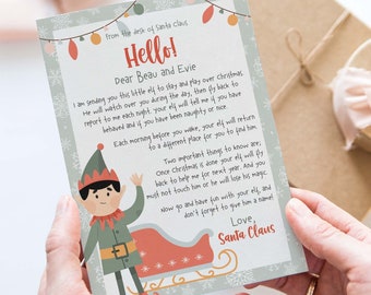 Editable Christmas Elf Letter – Green Version | Hello! First Arrival Printable INSTANT DOWNLOAD C07
