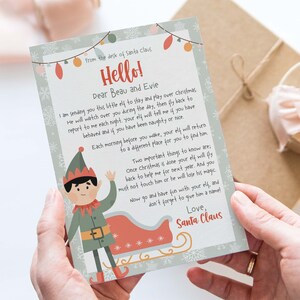 Editable Elf First Arrival Letter | Modern personalised new Christmas elf printable template from Santa, welcome note INSTANT DOWNLOAD C07