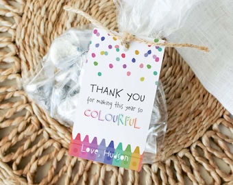 Editable Printable Gift Tag, Thank You for Making This Year Colourful | Teacher, friend, student appreciation template INSTANT DOWNLOAD S04