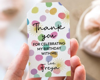 Rainbow Confetti Favor Tags editable printable | Colorful party thank you gift tag, Happy Birthday treat DIY template INSTANT DOWNLOAD C06