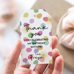 Rainbow Confetti Favor Tags editable printable | Colorful party thank you gift tag, Happy Birthday treat DIY template INSTANT DOWNLOAD C06