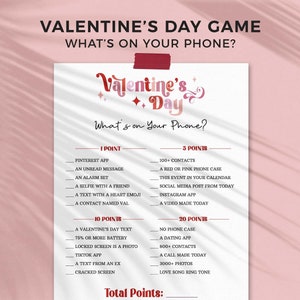 Valentine&#39;s Day Printable Game, Whats on Your Phone? | Groovy retro Galentines party activity, teen, adult + family fun INSTANT DOWNLOAD R02