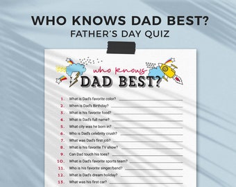 Father's Day Printable Game, Who Know's Dad Best activity | Superhero about my dad kids + family fun, grandpa game, INSTANT DOWNLOAD F01