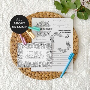 Tarjeta para colorear de la abuela para imprimir y colorear + paquete Todo sobre la abuela / Regalo del Día de la Madre, actividad para el aula para niños, DESCARGA INSTANTÁNEA M01