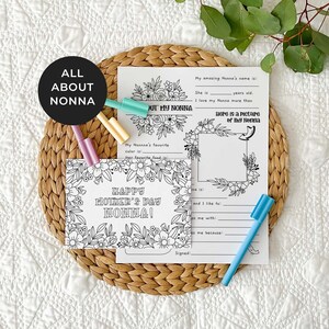 Regalo imprimible para el Día de la Madre, tarjeta para colorear de la abuela + paquete Todo sobre la abuela / Actividad para el aula para niños, DESCARGA INMEDIATA M01