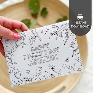 Carte à colorier imprimable Abuelo pour la fête des pères | Cadeau bricolage pour enfants en classe pour grand-père et super-héros TÉLÉCHARGEMENT IMMÉDIAT F01