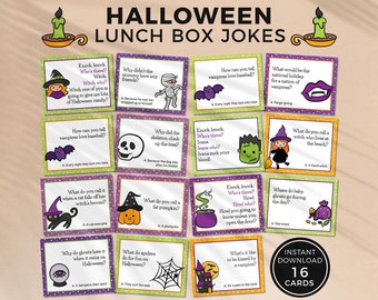 Halloween Lunch Box Jokes printable cards for kids | Spooky cute dad joke funny lunchbox notes | Classroom home school INSTANT DOWNLOAD H03