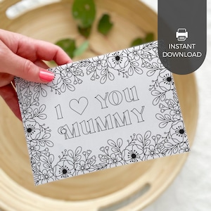 Ti amo mamma, biglietto d&#39;auguri stampabile e da colorare per la festa della mamma / attività fai da te per bambini, regalo per la festa della mamma, DOWNLOAD IMMEDIATO M01