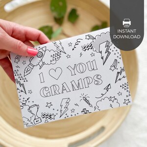 Je t'aime, grand-père à colorier imprimable carte de fête des pères | Bricolage cadeau d'activités manuelles pour enfants en classe pour grand-père TÉLÉCHARGEMENT IMMÉDIAT F01