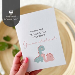 Buon 1° giorno del papà, biglietto stampabile per il nonno, principessa rosa dinosauro / Primogenita, regalo di compleanno per il nonno DOWNLOAD IMMEDIATO D06