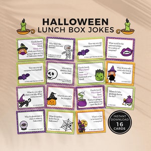 Cartes à imprimer pour enfants, Halloween Lunch Box Jokes | Notes de boîte à lunch drôles de blague de papa mignon effrayant | TÉLÉCHARGEMENT IMMÉDIAT H03 pour l'école à la maison