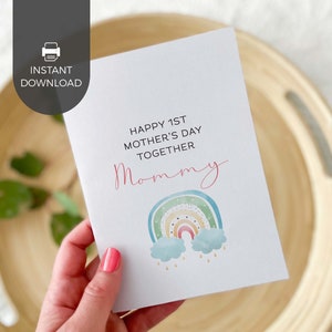 Biglietto d'auguri stampabile per la festa della mamma, divertente e colorato arcobaleno boho / Biglietto d'auguri per la mamma del primogenito, regalo da parte del bambino, DOWNLOAD IMMEDIATO R05
