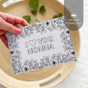 Te amo abuela Tarjeta para colorear imprimible / Regalo del Día de la Madre para la abuela, actividad de manualidades para el aula para niños DESCARGA INMEDIATA M01