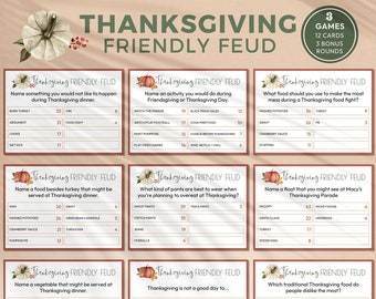 Thanksgiving Friendly Feud, Printable Party Game | Guess the popular answer, Fall family fun quiz | Group game trivia INSTANT DOWNLOAD F02