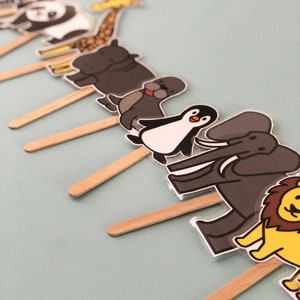 TÍTERES de animales del zoológico para niños / Títeres de papel con palitos de helado / Descarga digital para niños / Títeres de tarjetas con palitos de helado de animales de safari