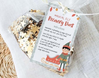 Editable Christmas Elf Magical Recovery Dust Tag | Modern personalized elf been touched card, Elf is sick prescription INSTANT DOWNLOAD D02