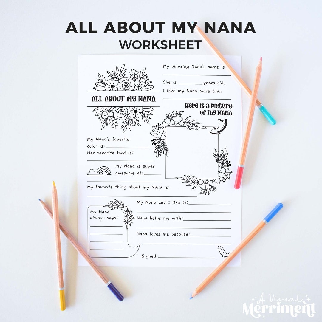 All About Nana Mother's Day Printable Gift Questionnaire - Etsy