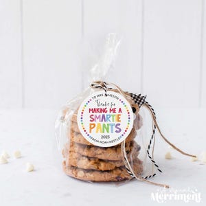 Editable Printable Teacher Appreciation label tag, Thanks for Making Me a Smartie Pants | Candy gift, DIY template Instant Download R06 image 5