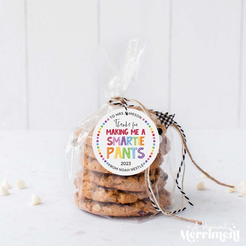 Editable Printable Teacher Appreciation label tag, Thanks for Making Me a Smartie Pants | Candy gift, DIY template Instant Download R06 image 5