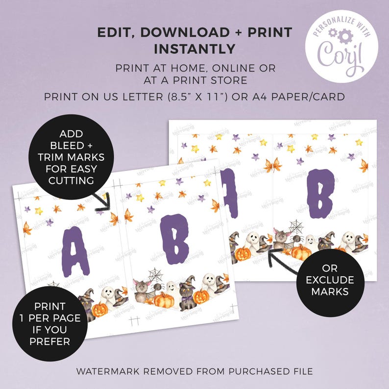 Editable Halloween Banner Printable Template | Cute Spooky Custom Sign ...