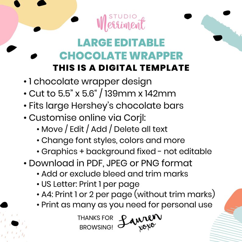 Puppy Pawty Chocolate Wrapper editable printable | Dog Birthday party treat, candy wrapper favor | DIY template decor INSTANT DOWNLOAD D02 afbeelding 4