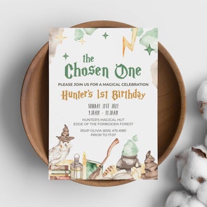 The Chosen One Magical Party Invitation editable printable | 1st Birthday witch wizard magic school DIY invite template INSTANT DOWNLOAD W02