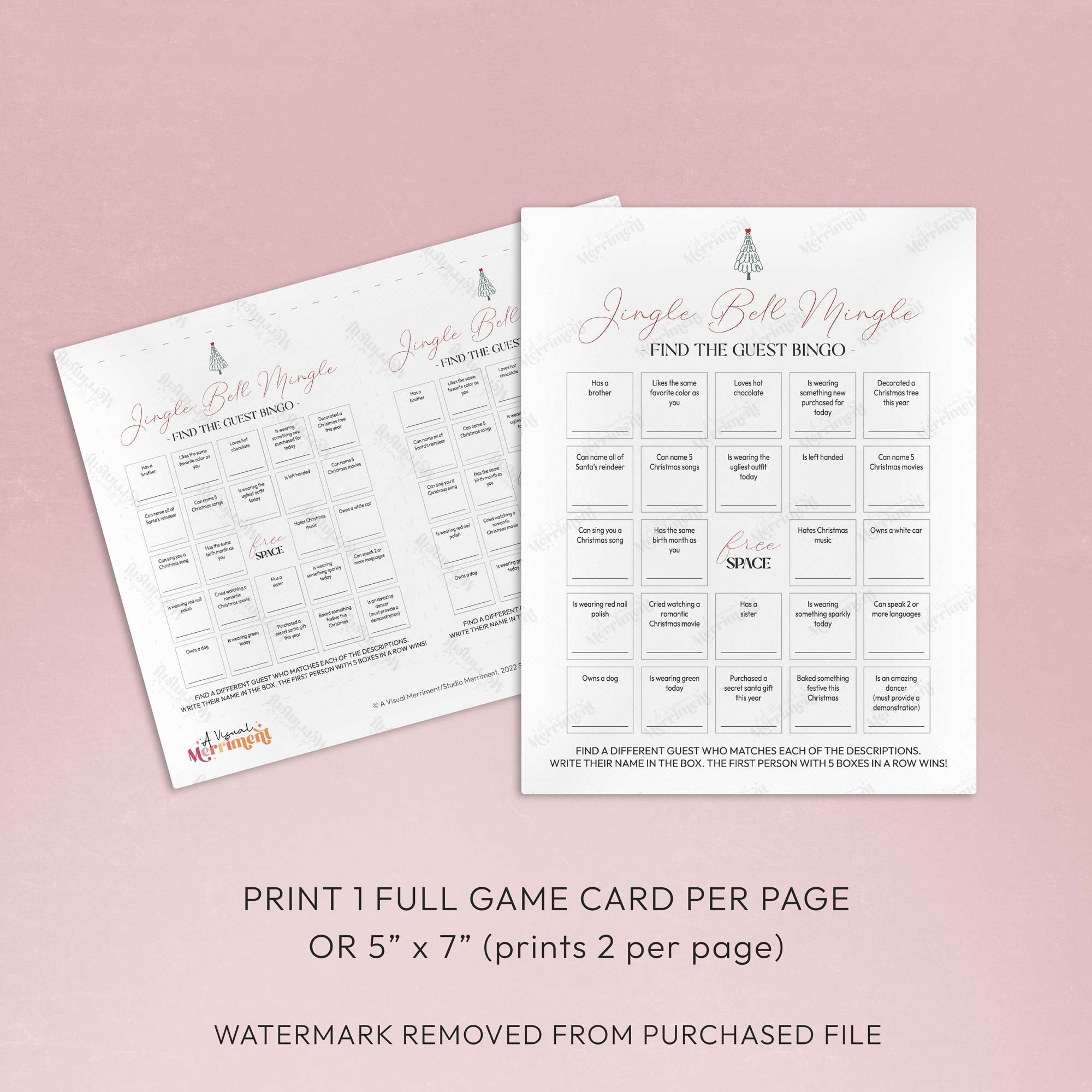 Christmas Printable Game, Jingle Bell Mingle Modern Minimalist Find the