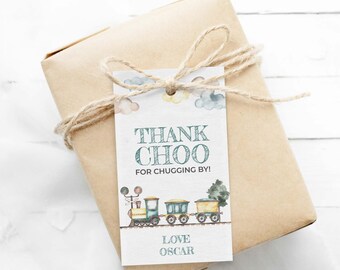 Train Party Favor Tags editable printable | Vintage transport boys thank you gift tag, Birthday treat card DIY template INSTANT DOWNLOAD T01