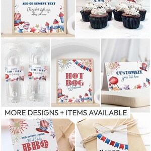 Editable 4th of July Firecracker printable food tents | Independence Day patriotic table sign place card template, DIY instant download A01 image 8