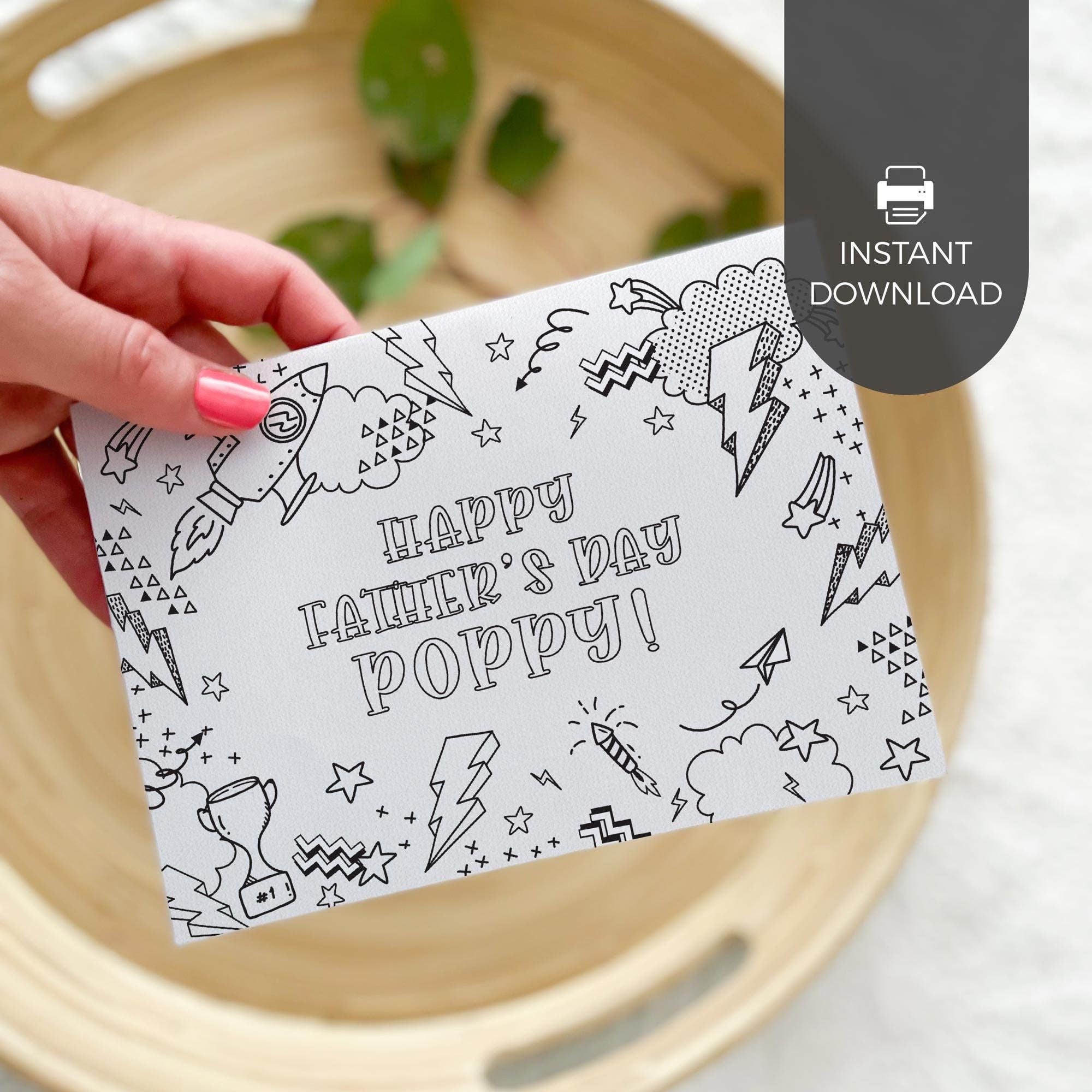 Happy Father's Day Poppy Printable Coloring Card DIY kids classroom…